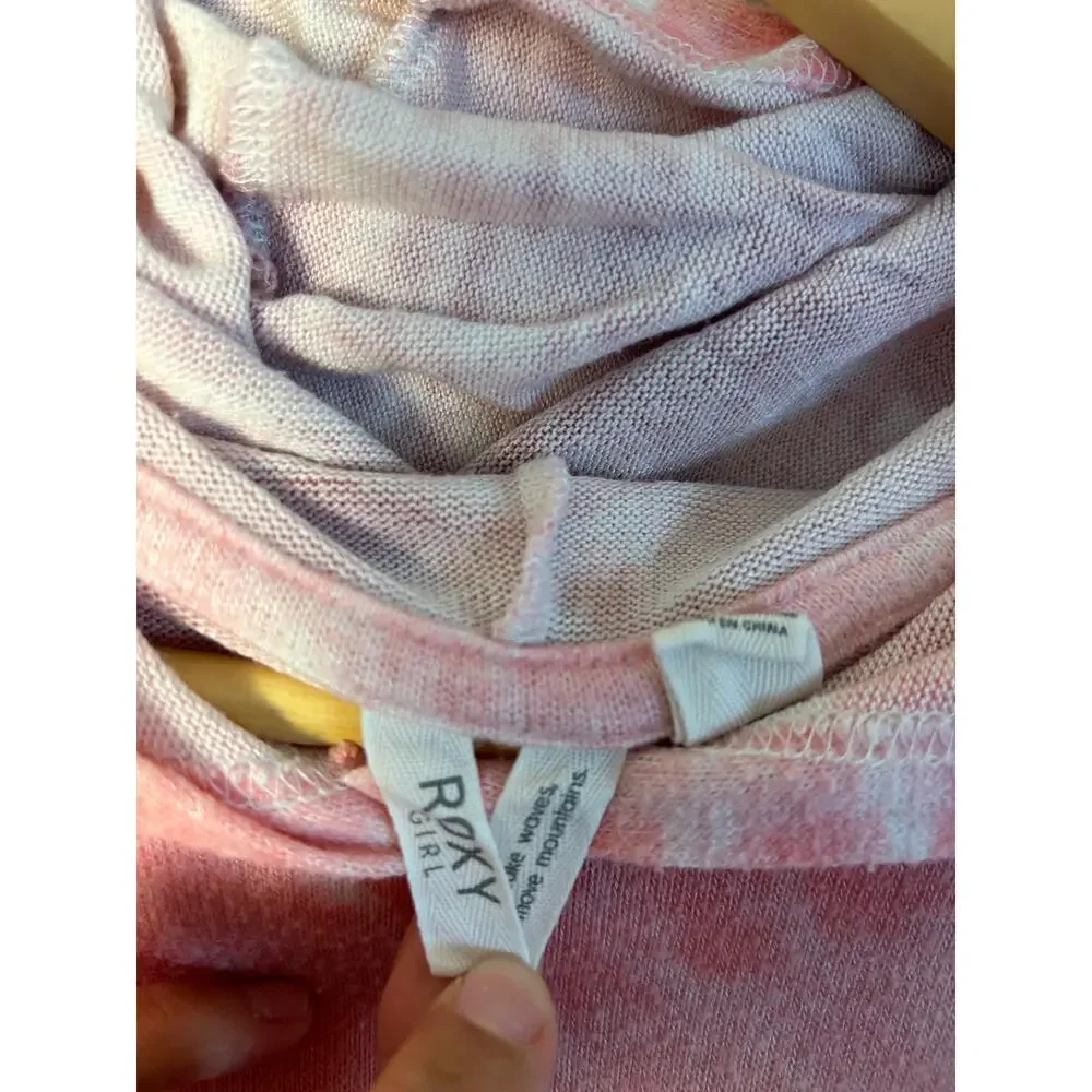 Roxy Pink Tie Dye Pullover Sweater Hooded Girl's Medium 10